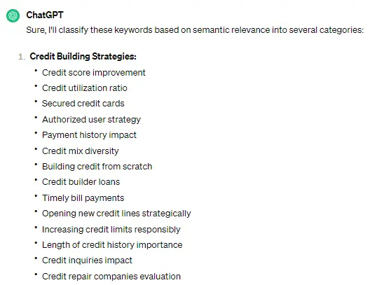 ChatGPT for keyword grouping