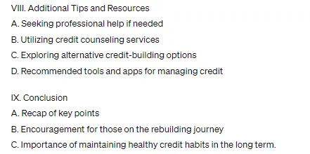 ChatGPT content outline example