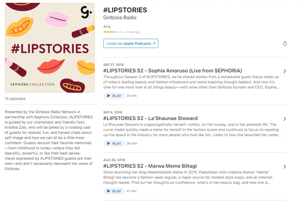 Girlboss and Sephora podcast