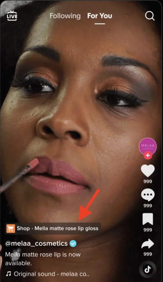 TikTok For You tab shoppable link
