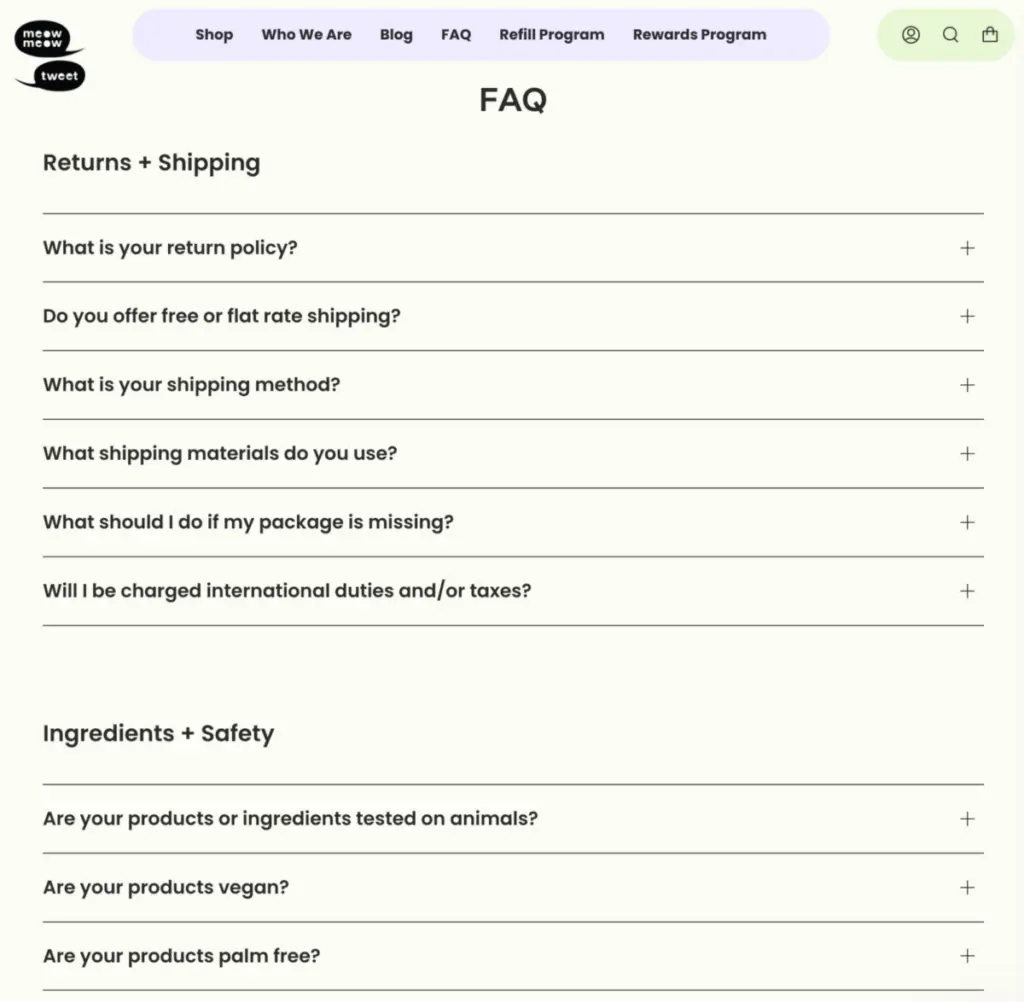 FAQ section