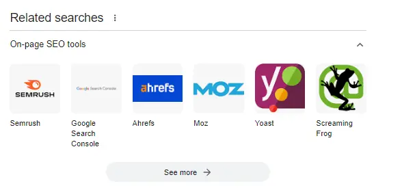 Related searches for on-page SEO