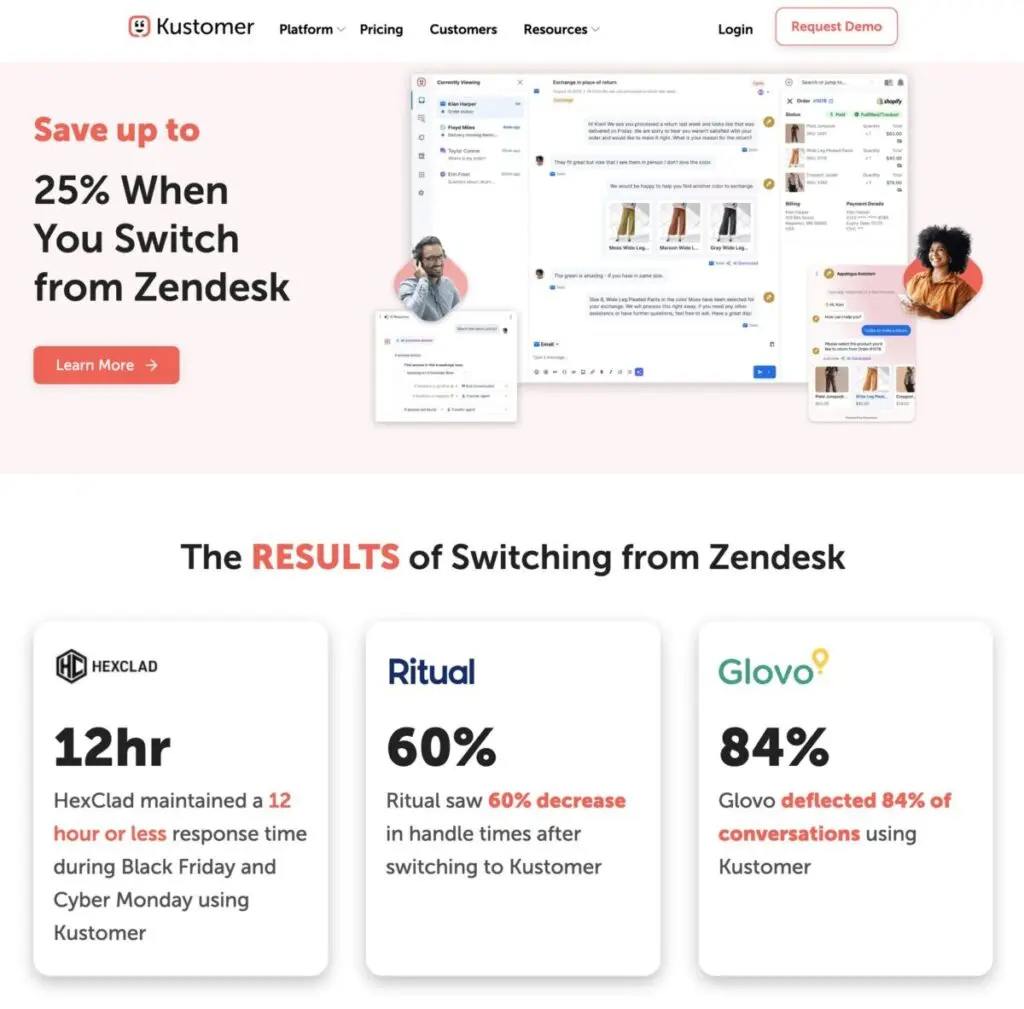 Kustomer landing page