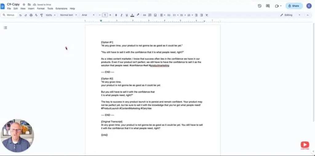 generate titles and social media posts based on a video's transcript