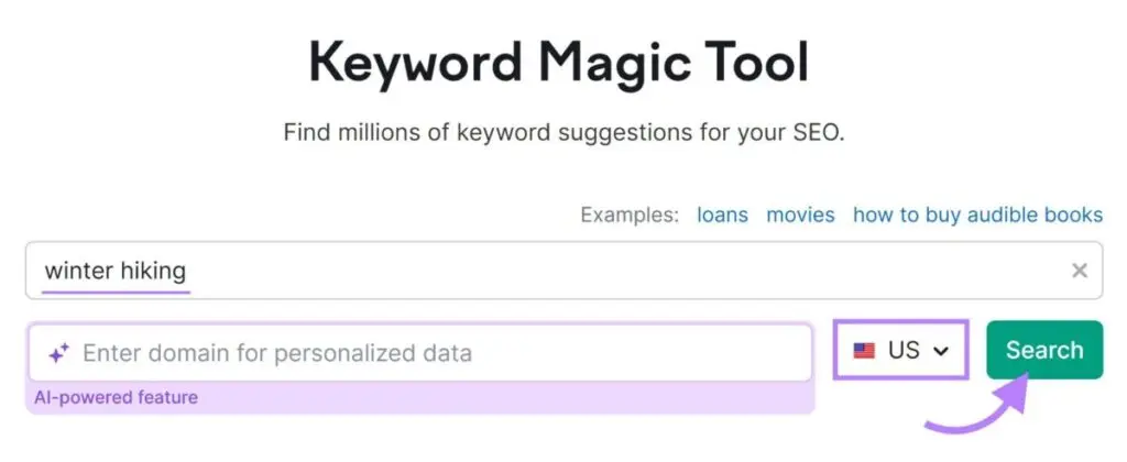 Keyword magic tool