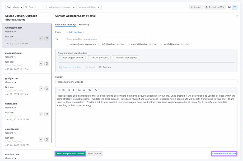 send email to prospect