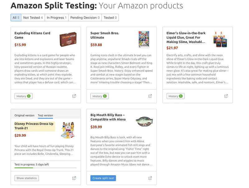 Amazon Split Testing