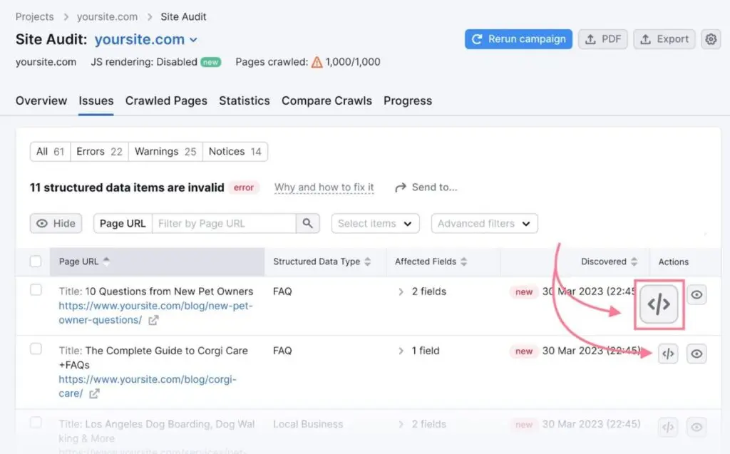 Semrush Site Audit