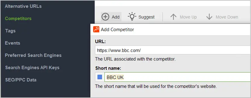 Competitor analysis Rank Tracker