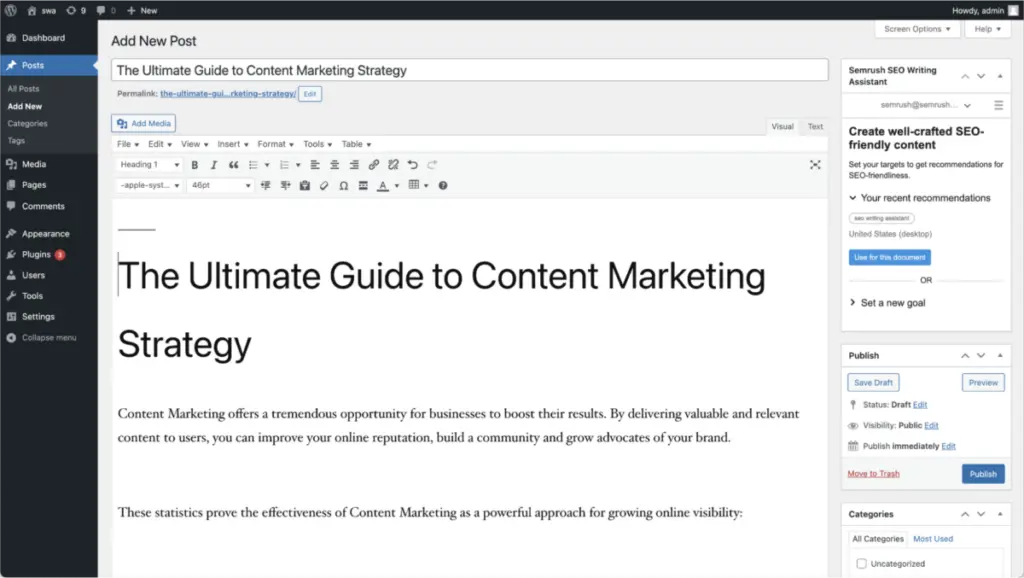 SWA in WordPress
