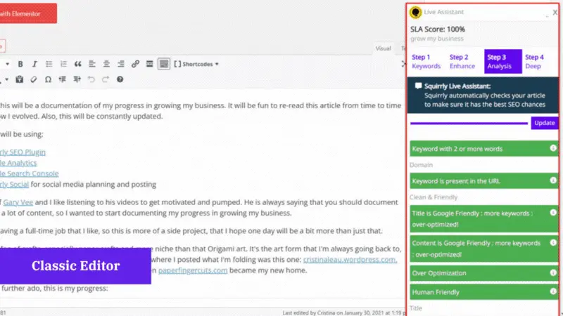 Content suggestions in Squirrly SEO 