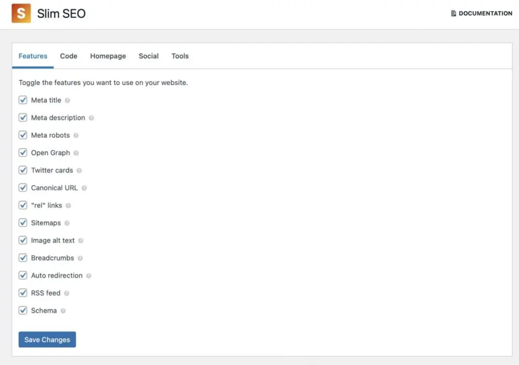 Slim SEO features