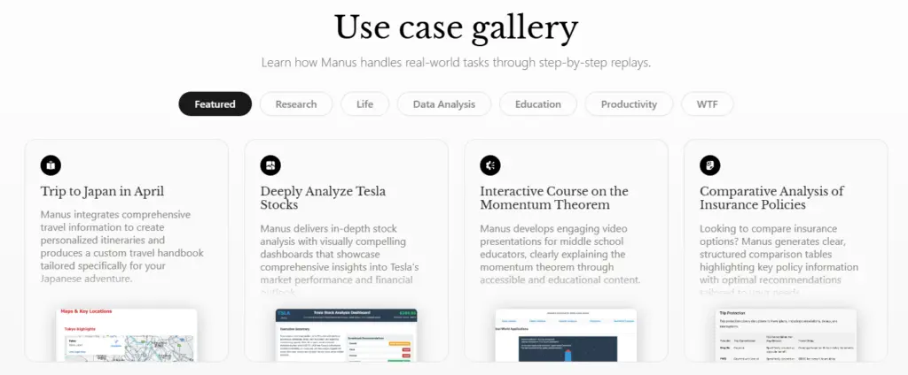 Manus AI Use Cases