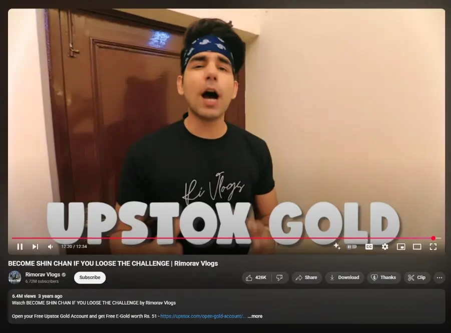 Upstox Gold YouTube Ad