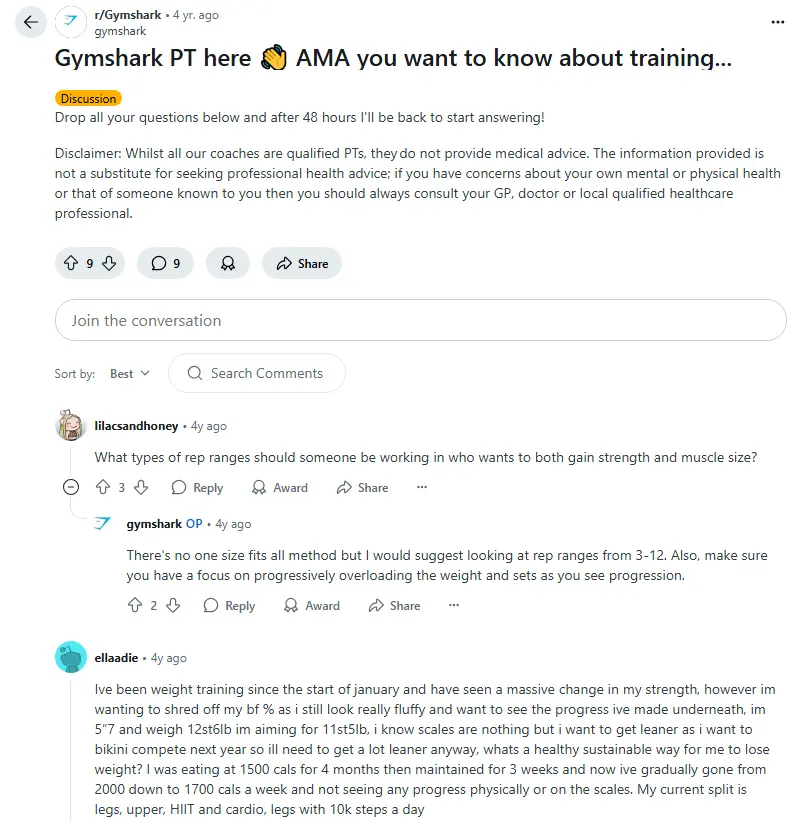 Gymshark Reddit AMA