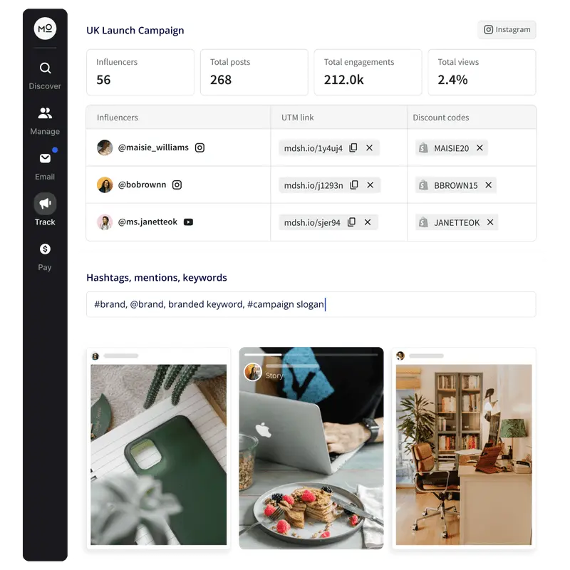 Modash influencer tracking 
