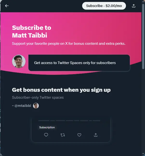 X Subscription example