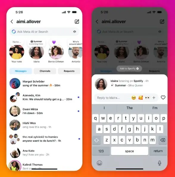 Instagram Notes Spotify