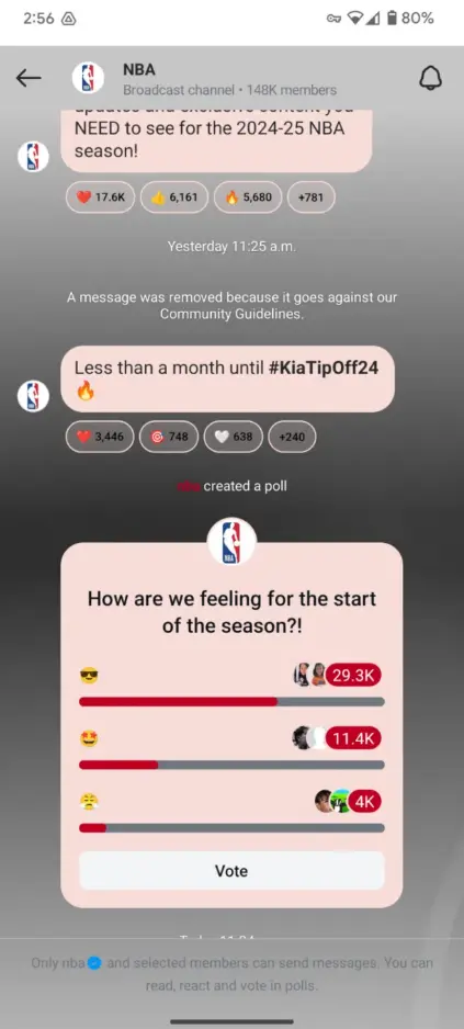 NBA IG Broadcast Channel