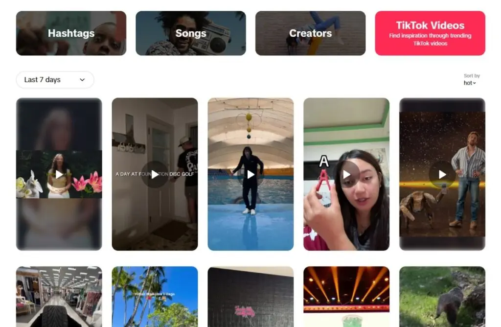 TikTok Creative Center Popular Videos Tab