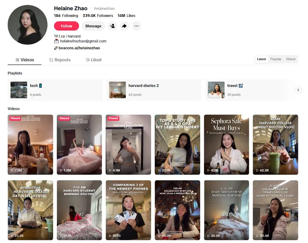 Helaine Zhao TikTok
