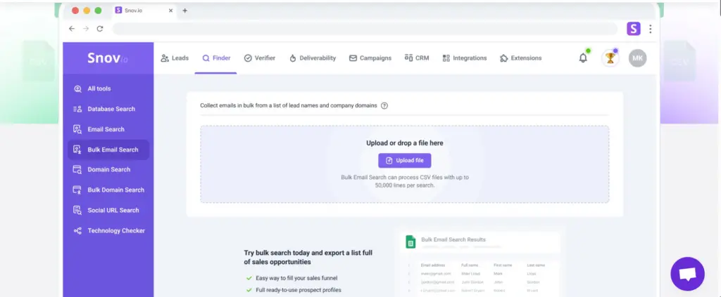 Bulk email finder