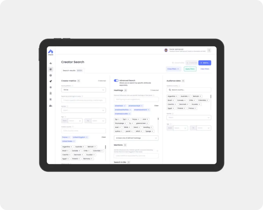 TikTok Search options