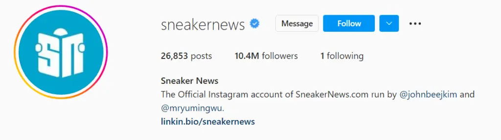 Sneaker News website - Fashion Influencer