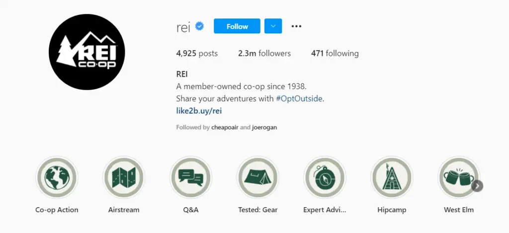 Instagram stories example