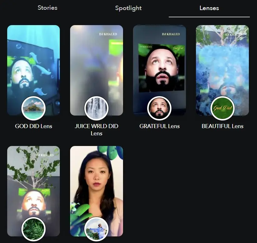 DJ Khaled Snapchat lenses