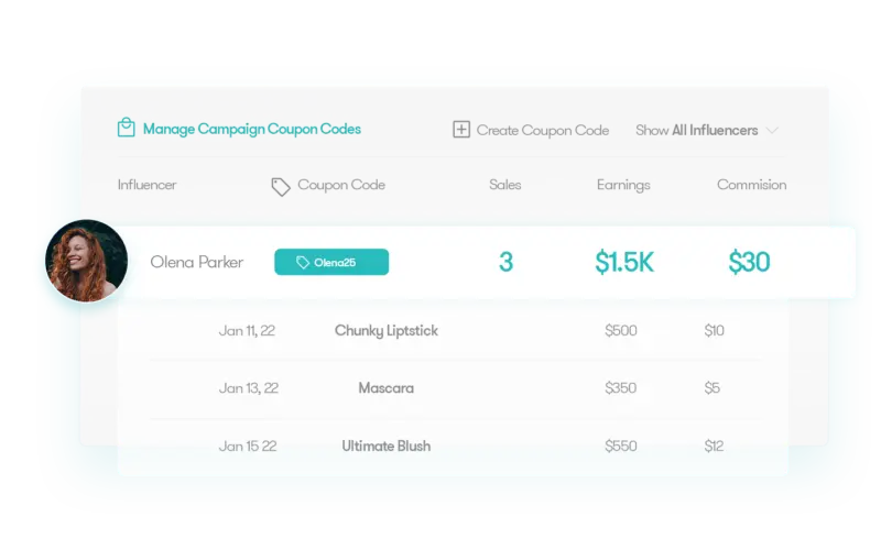 Share Coupon Codes and Tracking Links