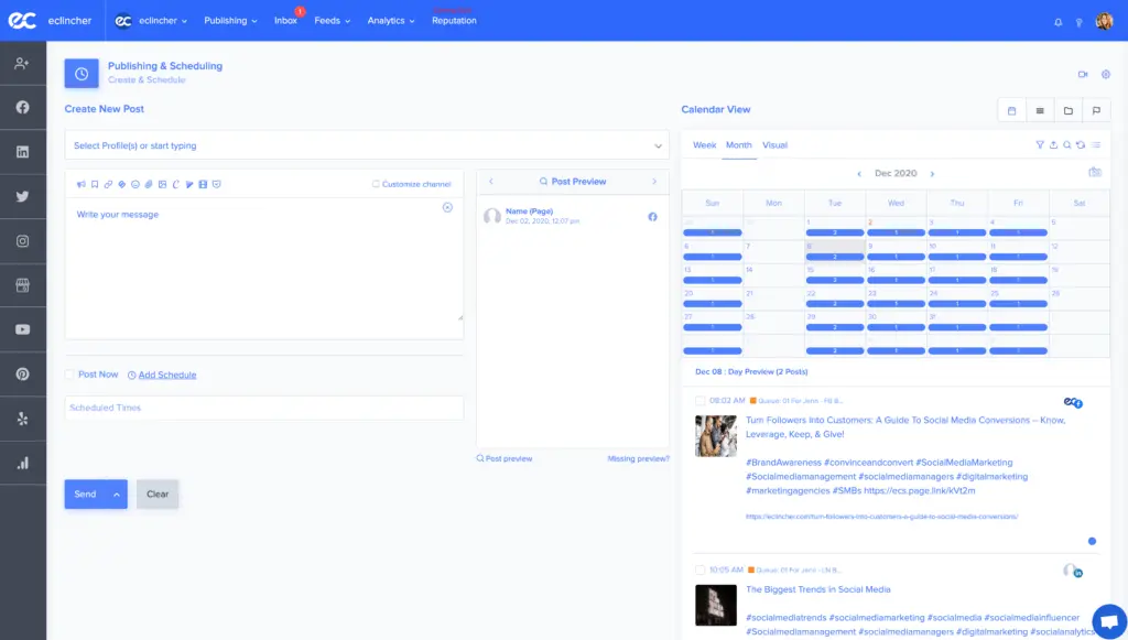 e-clincher social media scheduling tool