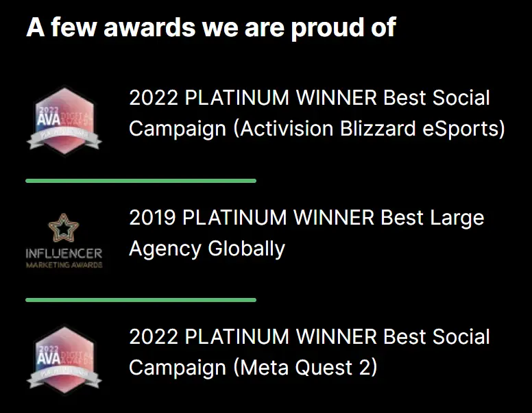 Awards for some of Viral Nation’s campaigns