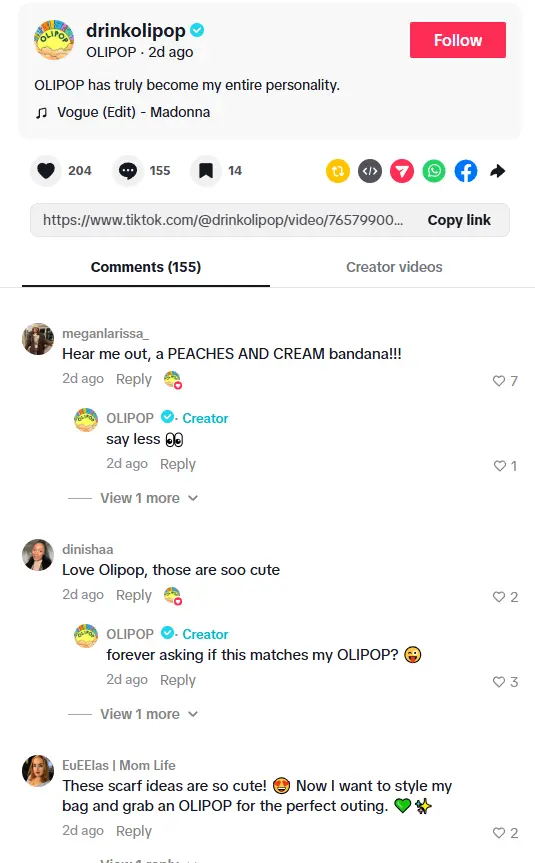 Olipop Comment Engagement