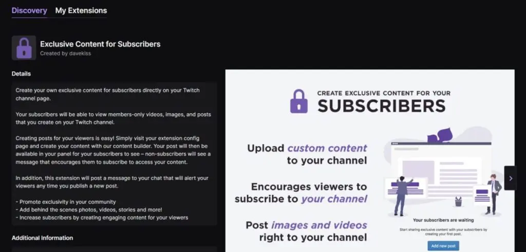 Extension Exclusive Content for Subscribers