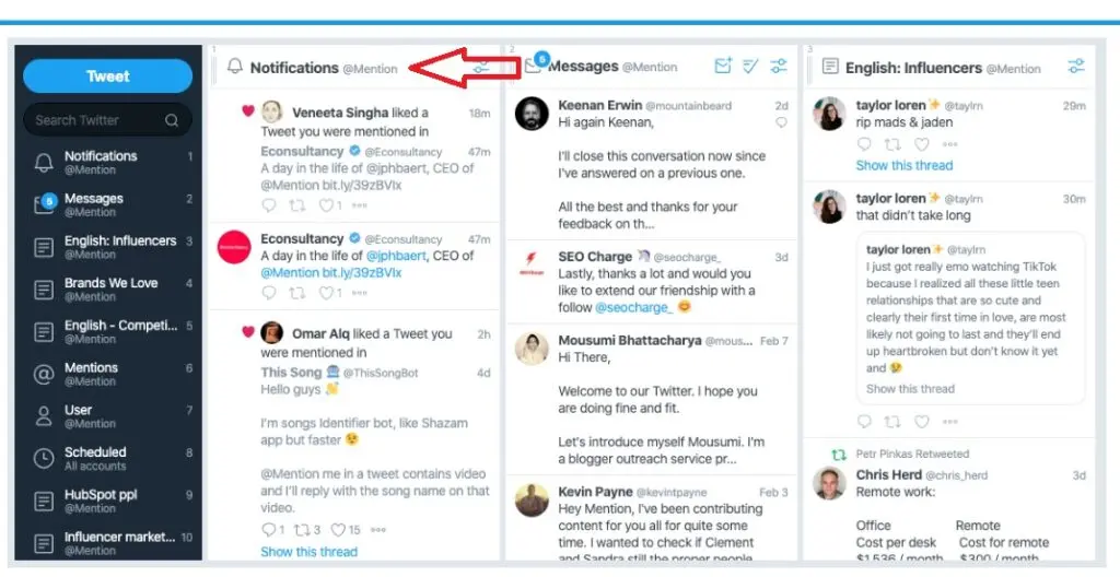 Mention Automated notifications