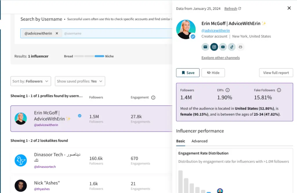 influencer analysis tool Modash