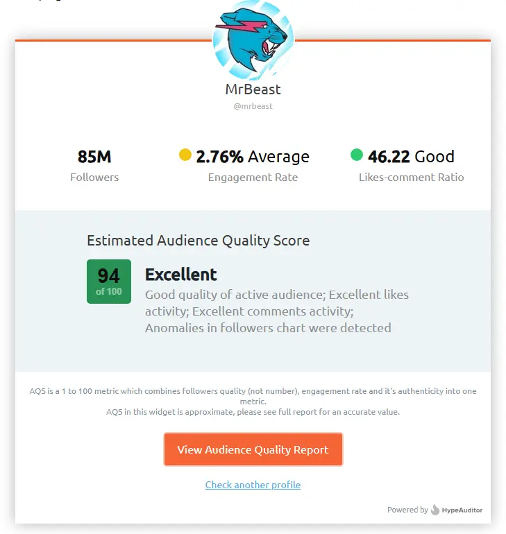 MrBeast Instagram Fake Follower Checker Analysis