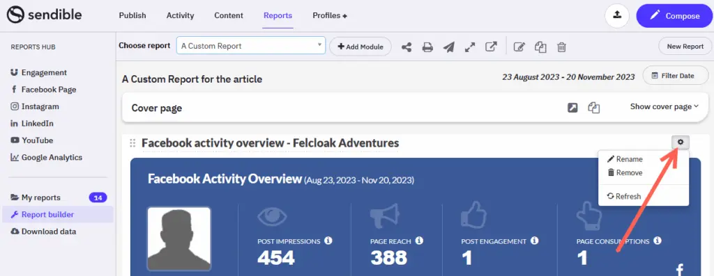 Sendible Report Builder