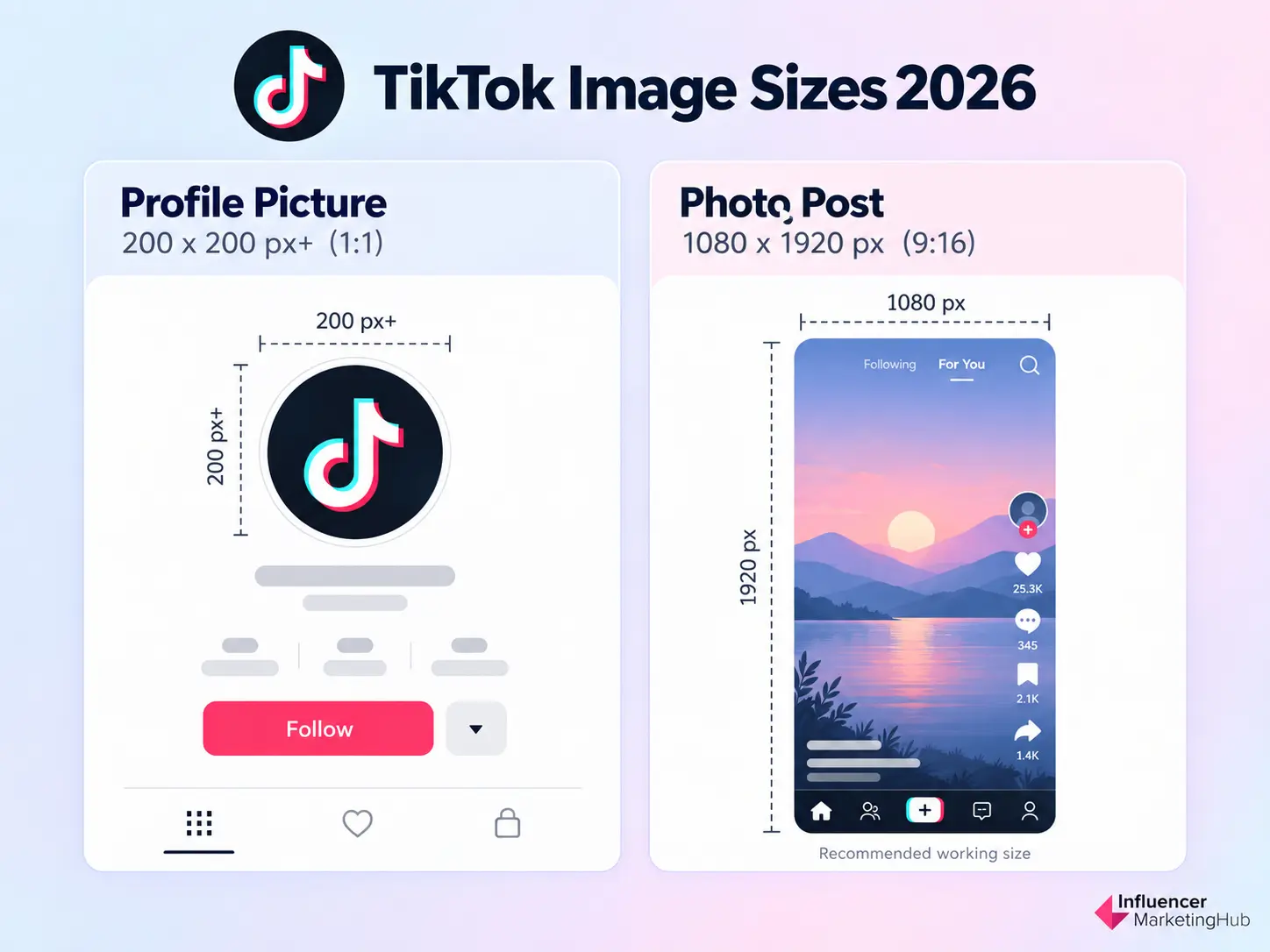 TikTok Image Sizes 2026 Infographic