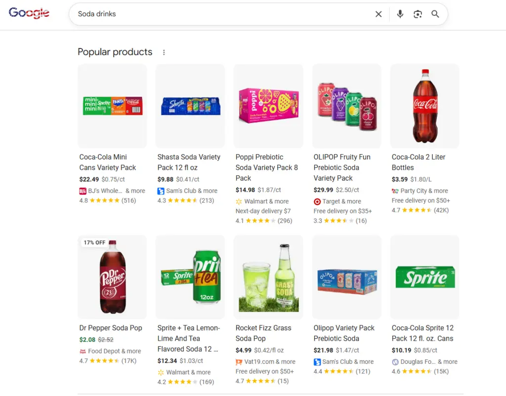 Soda Drinks competitors