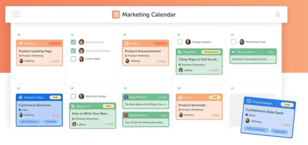 CoSchedule marketing calendar
