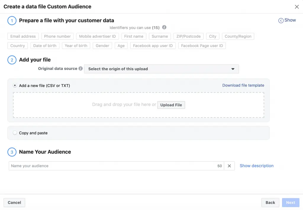 Create a Custom Audience in Facebook Ads Manager