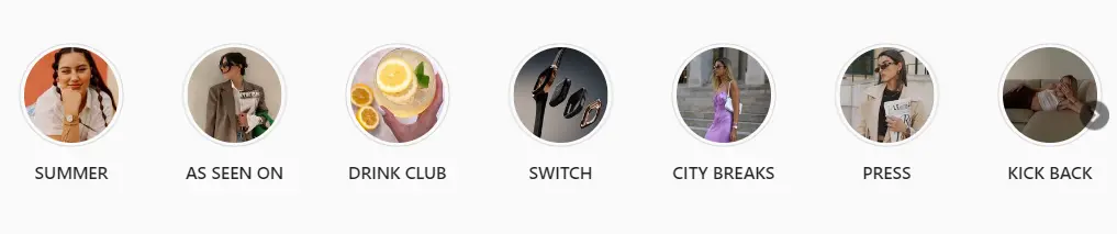 H&M Instagram Highlights covers example