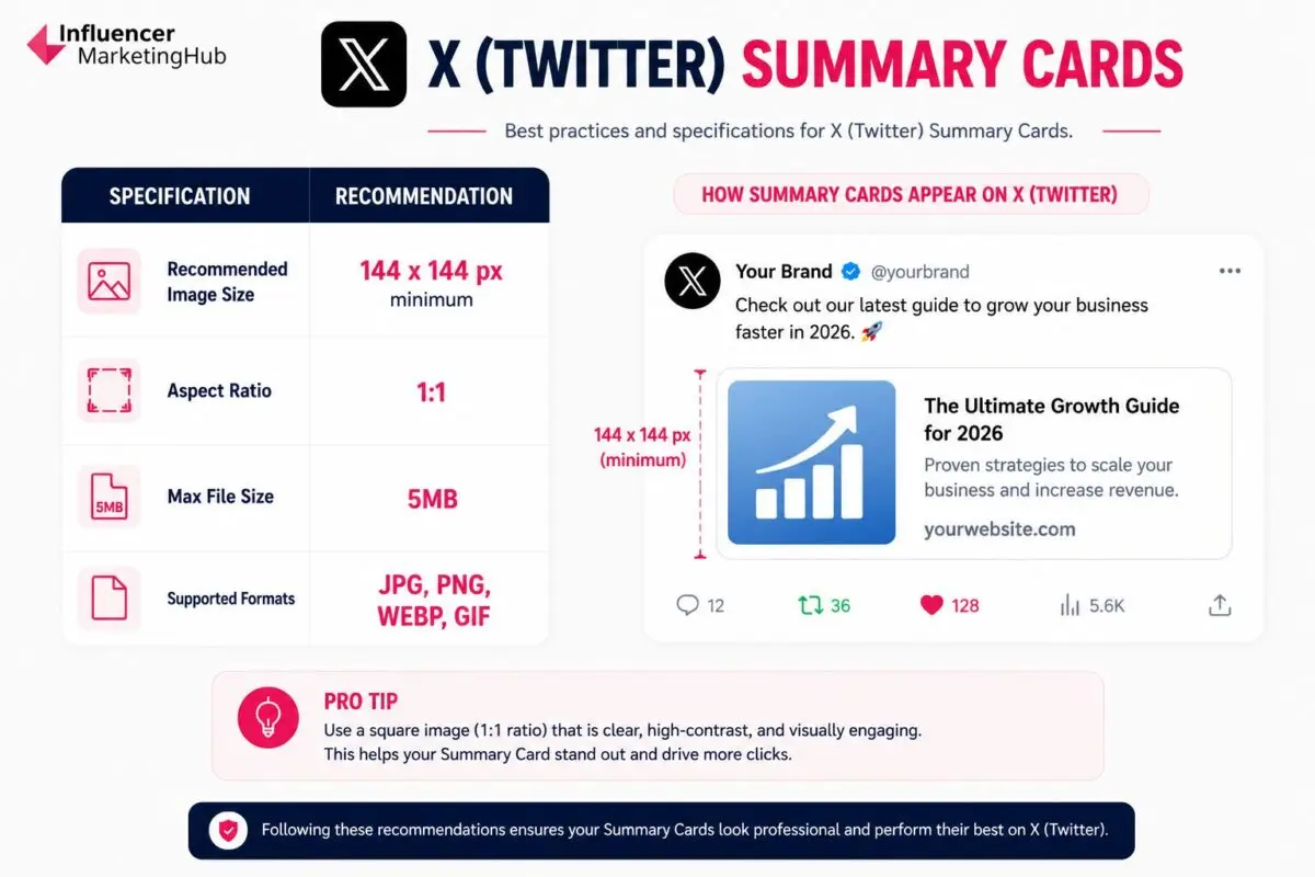X (Twitter) Summary Card Sizes