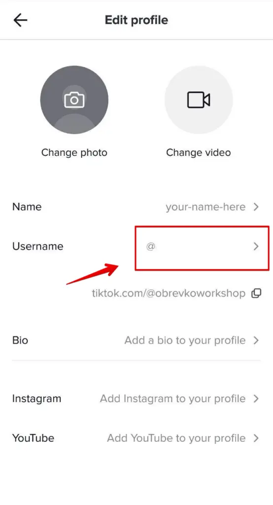 Select username on TikTok