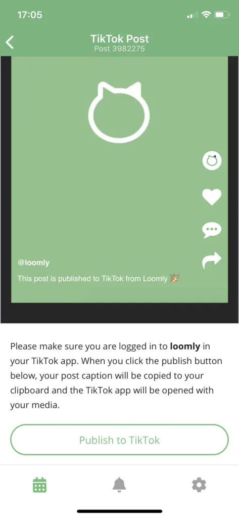 Loomly TikTok Publish Mobile App