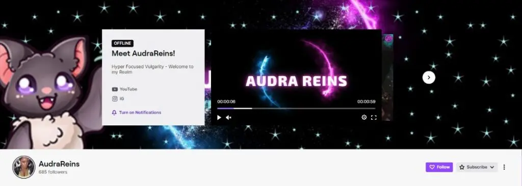 AudraReins Black Twitch Streamer