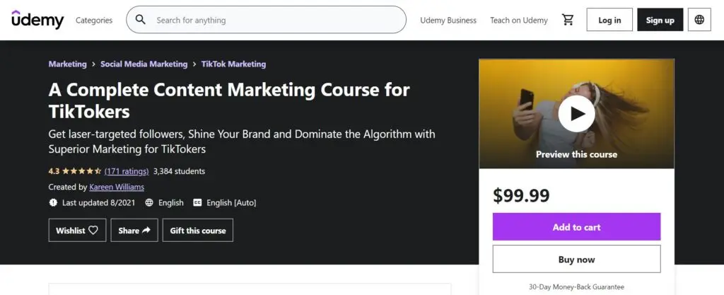 A Complete Marketing Course for TikTokers (Udemy)
