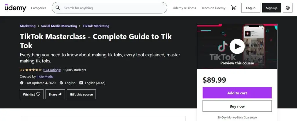 TikTok Masterclass - Complete Guide to Tik Tok (Udemy)